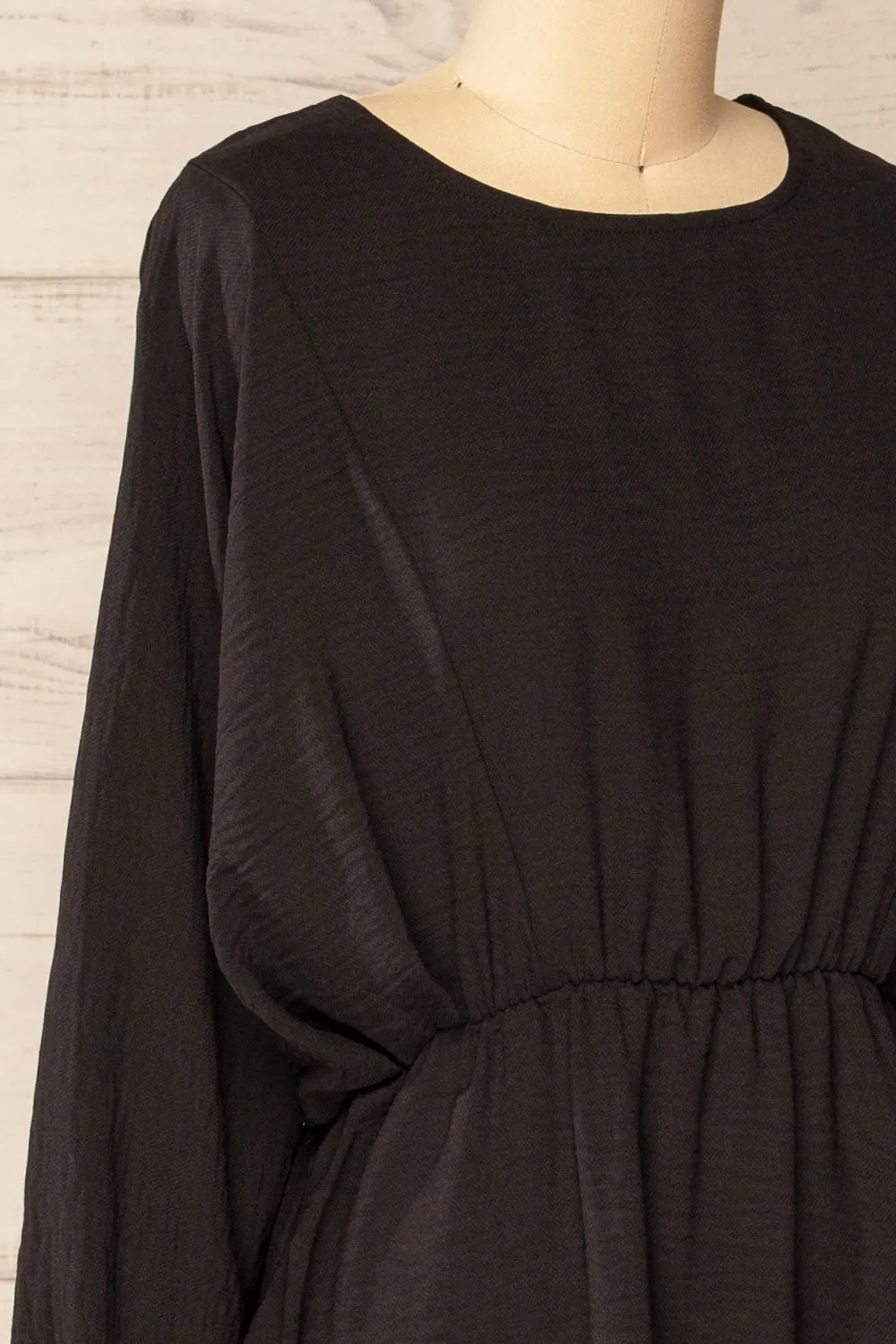 Hermanas Black | Short A-line Dress w/ Long Sleeves