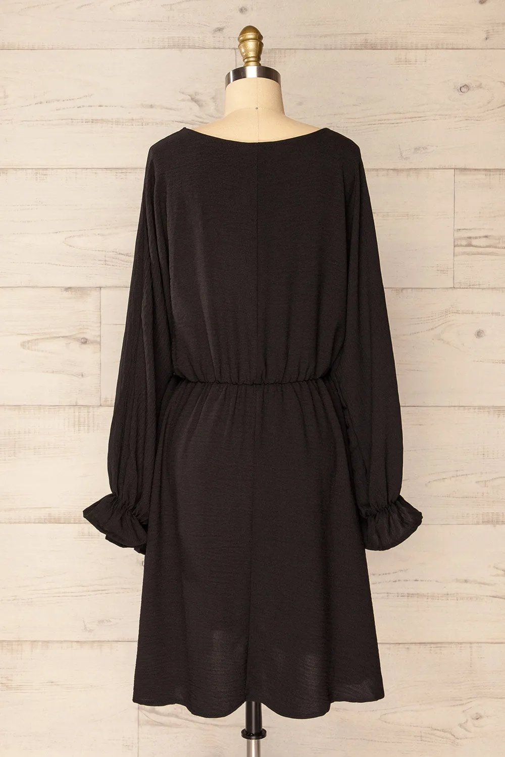 Hermanas Black | Short A-line Dress w/ Long Sleeves