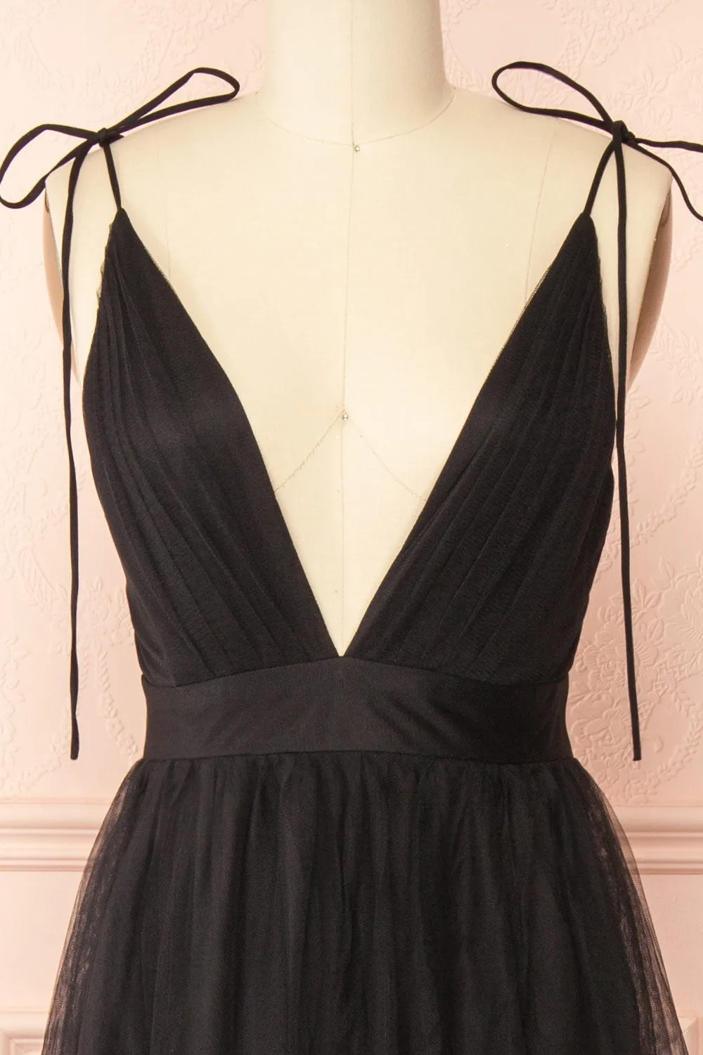 Hyedi Black | Tulle Gown with Plunging Neckline