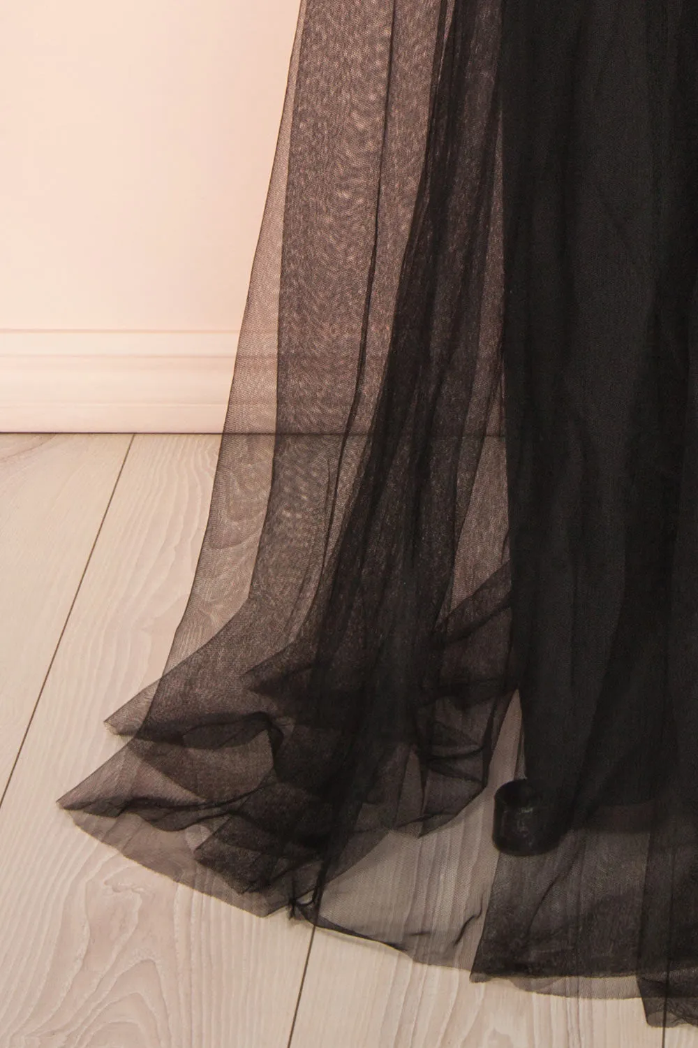 Hyedi Black | Tulle Gown with Plunging Neckline