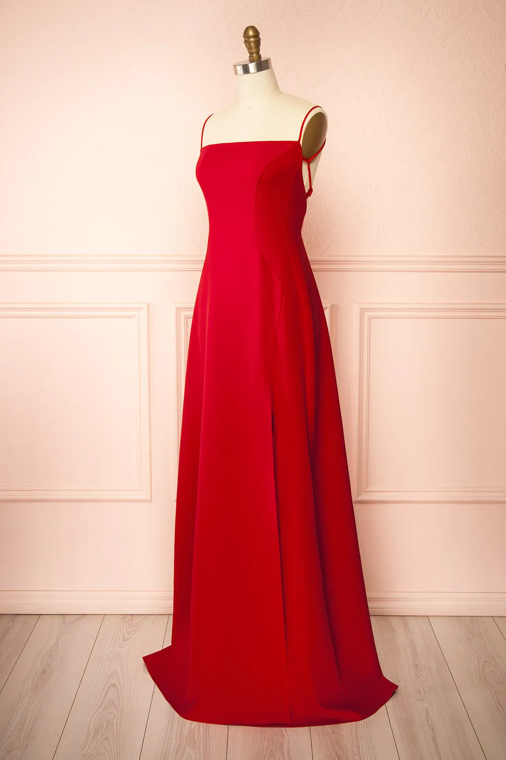 Izabella Red | A-line Maxi Dress w/ Open Back