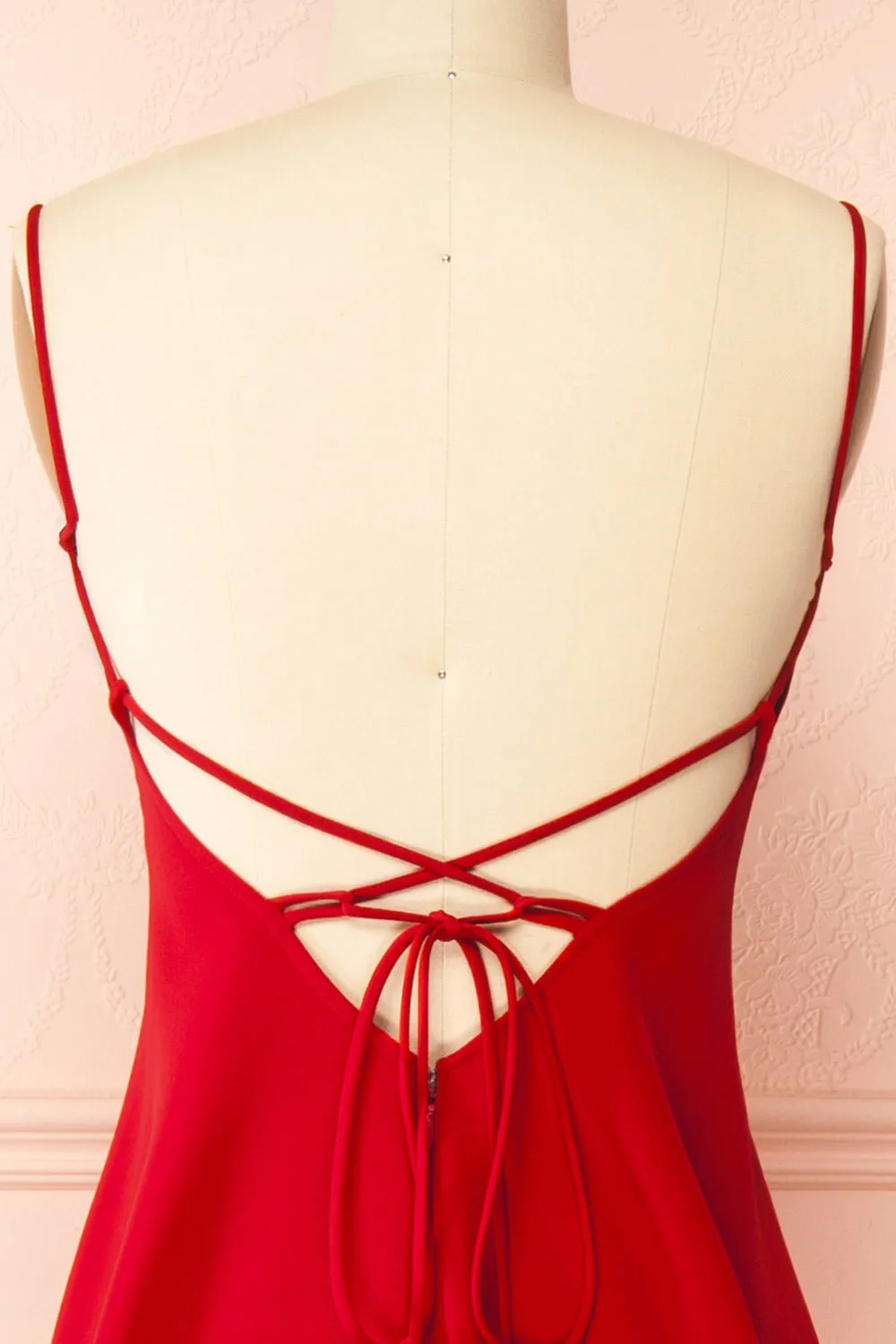Izabella Red | A-line Maxi Dress w/ Open Back