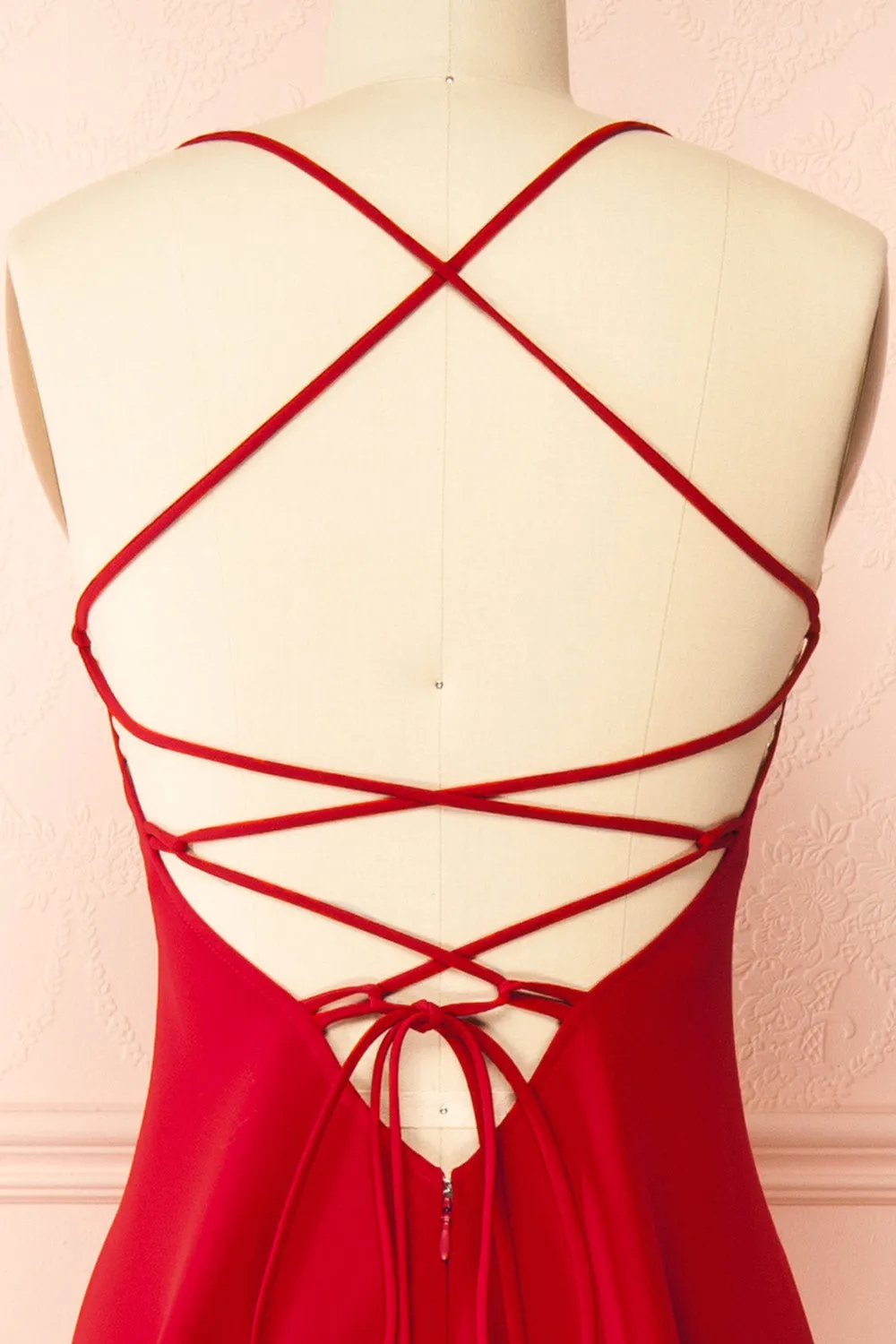 Izabella Red | A-line Maxi Dress w/ Open Back