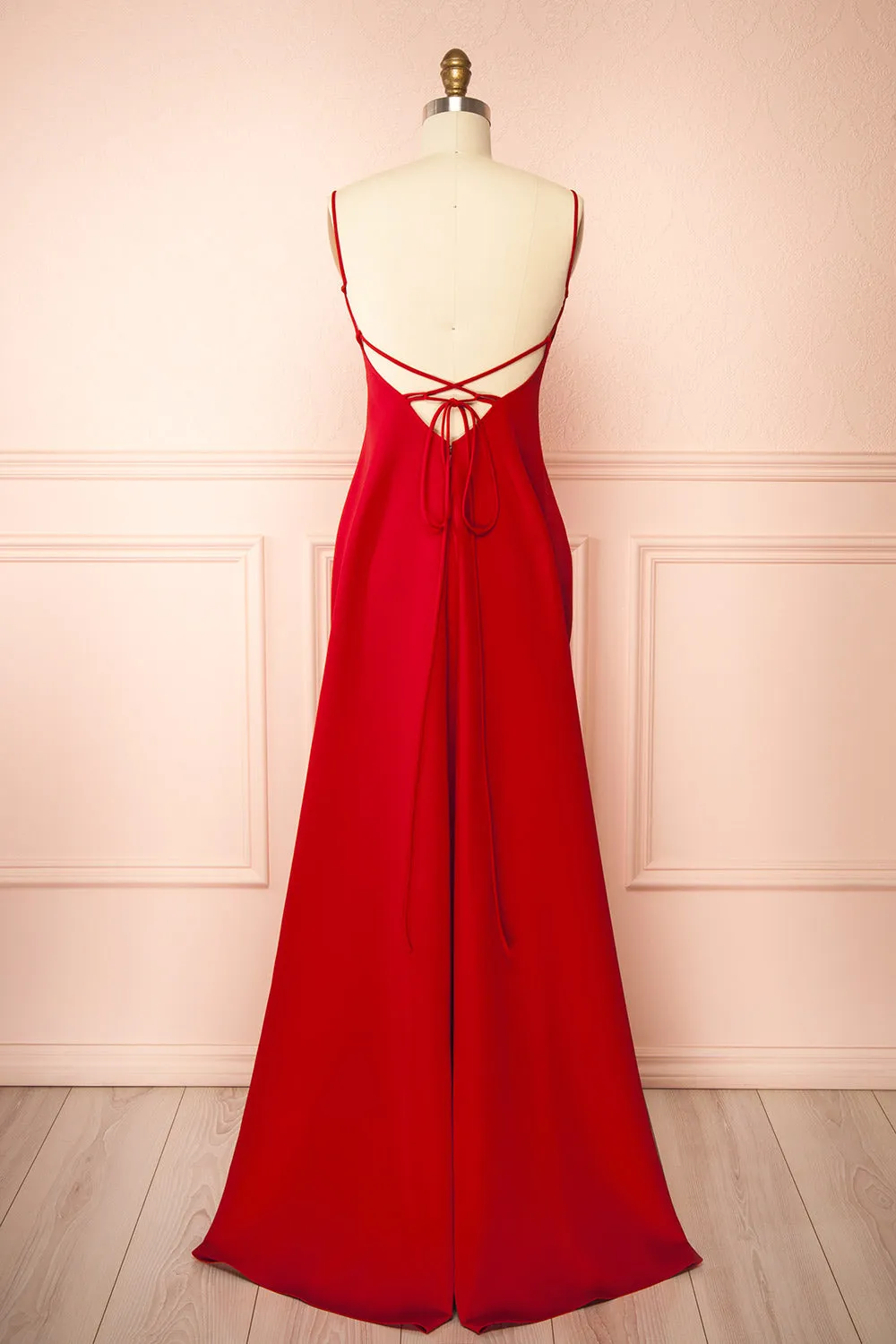 Izabella Red | A-line Maxi Dress w/ Open Back
