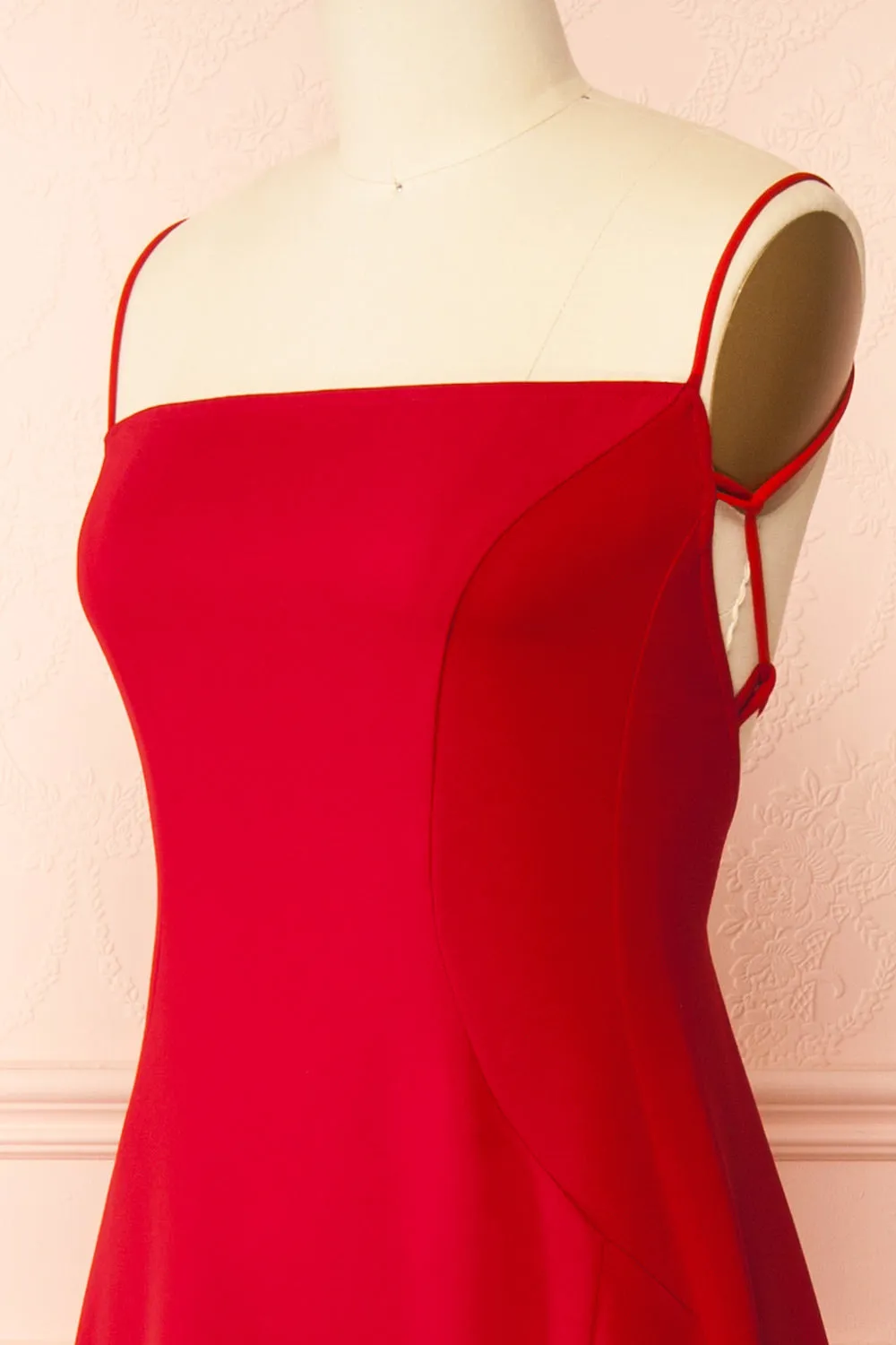 Izabella Red | A-line Maxi Dress w/ Open Back