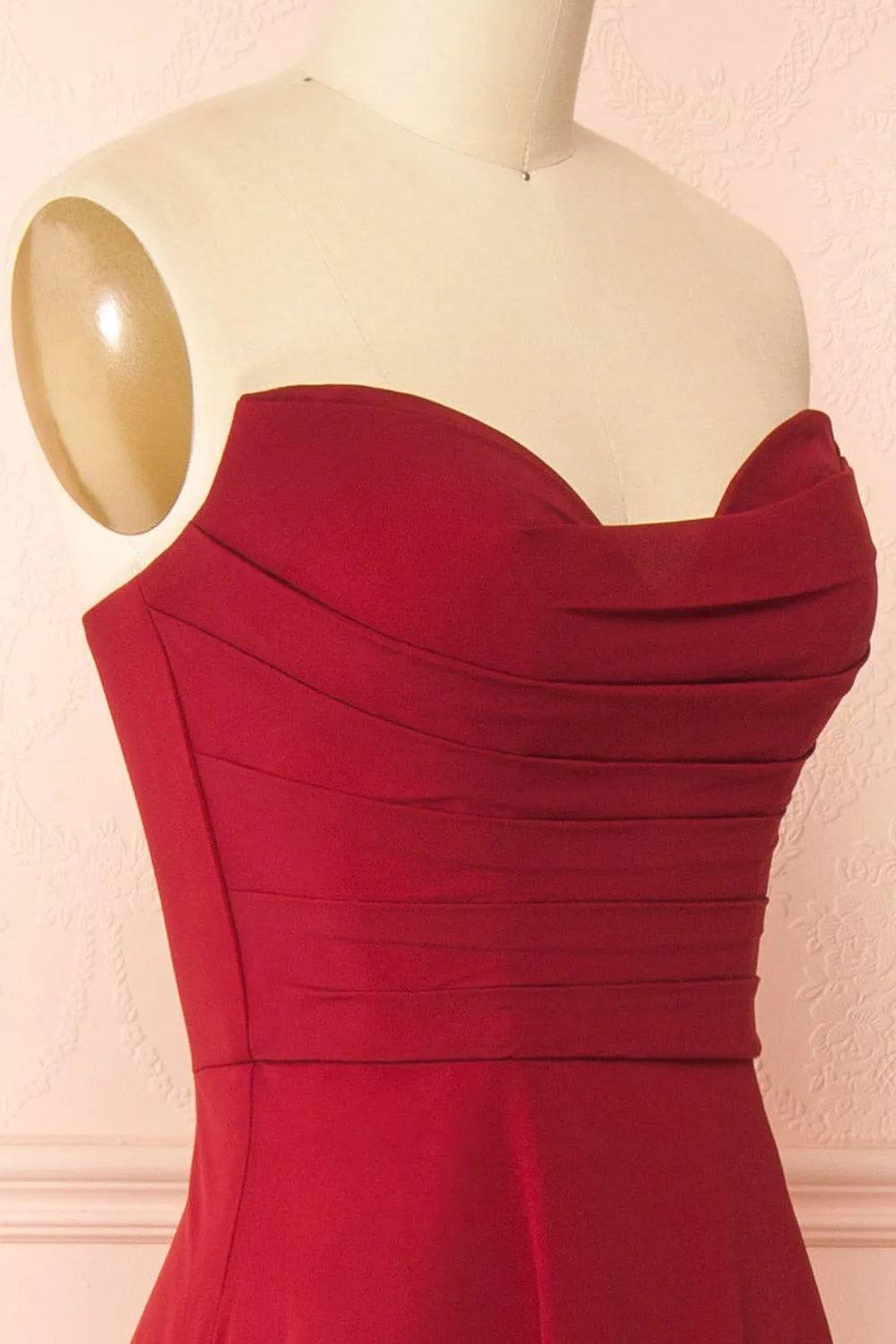Janie Burgundy | Chiffon Maxi Dress w/ Neck Scarf