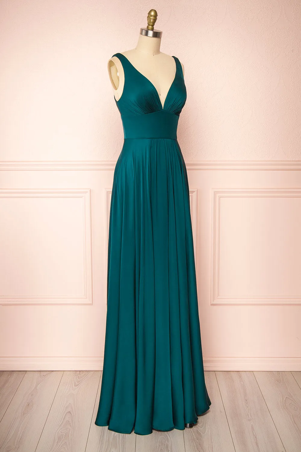 Johanie Emerald | Satin Maxi Dress
