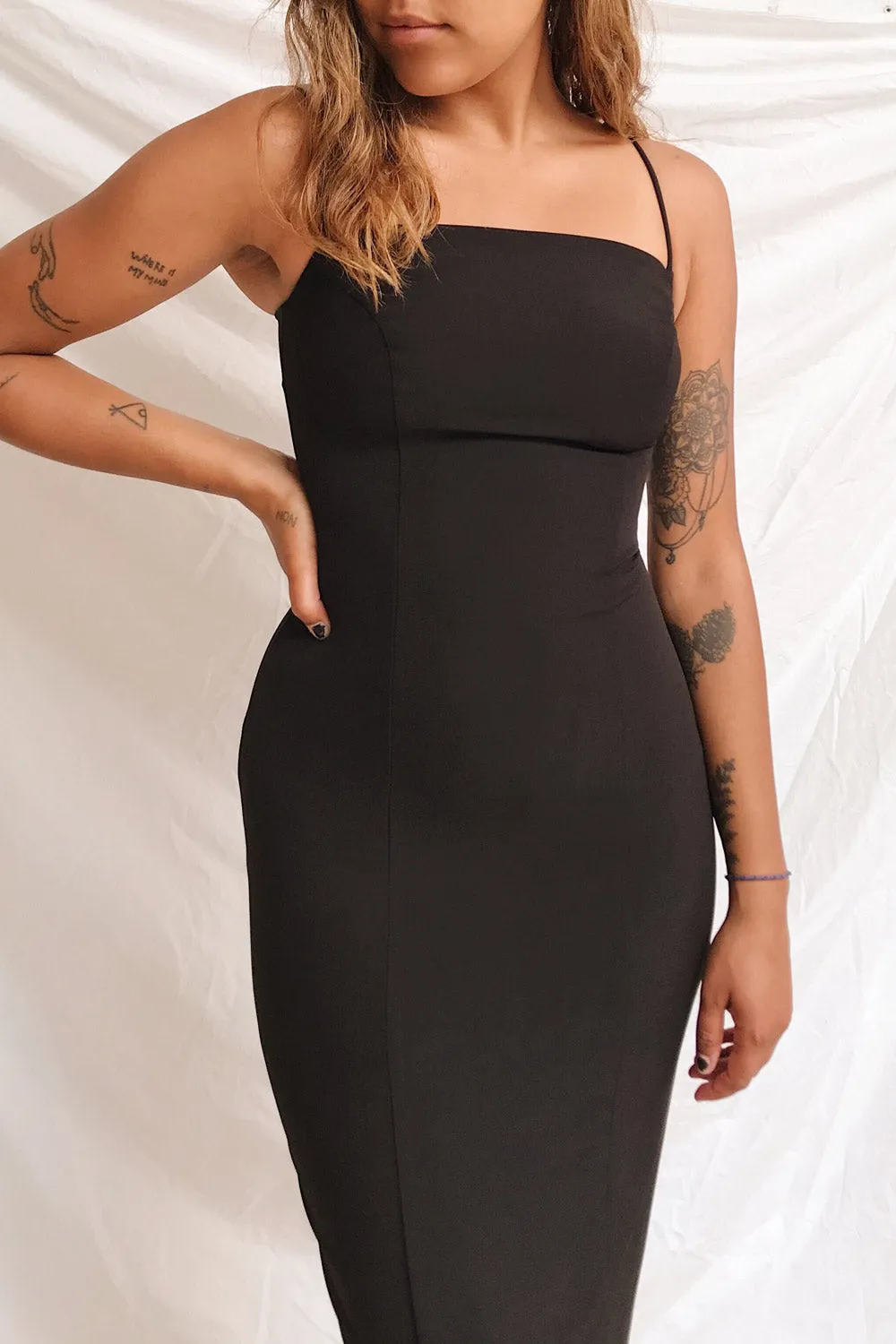Kavala Black | Fitted Midi Dress