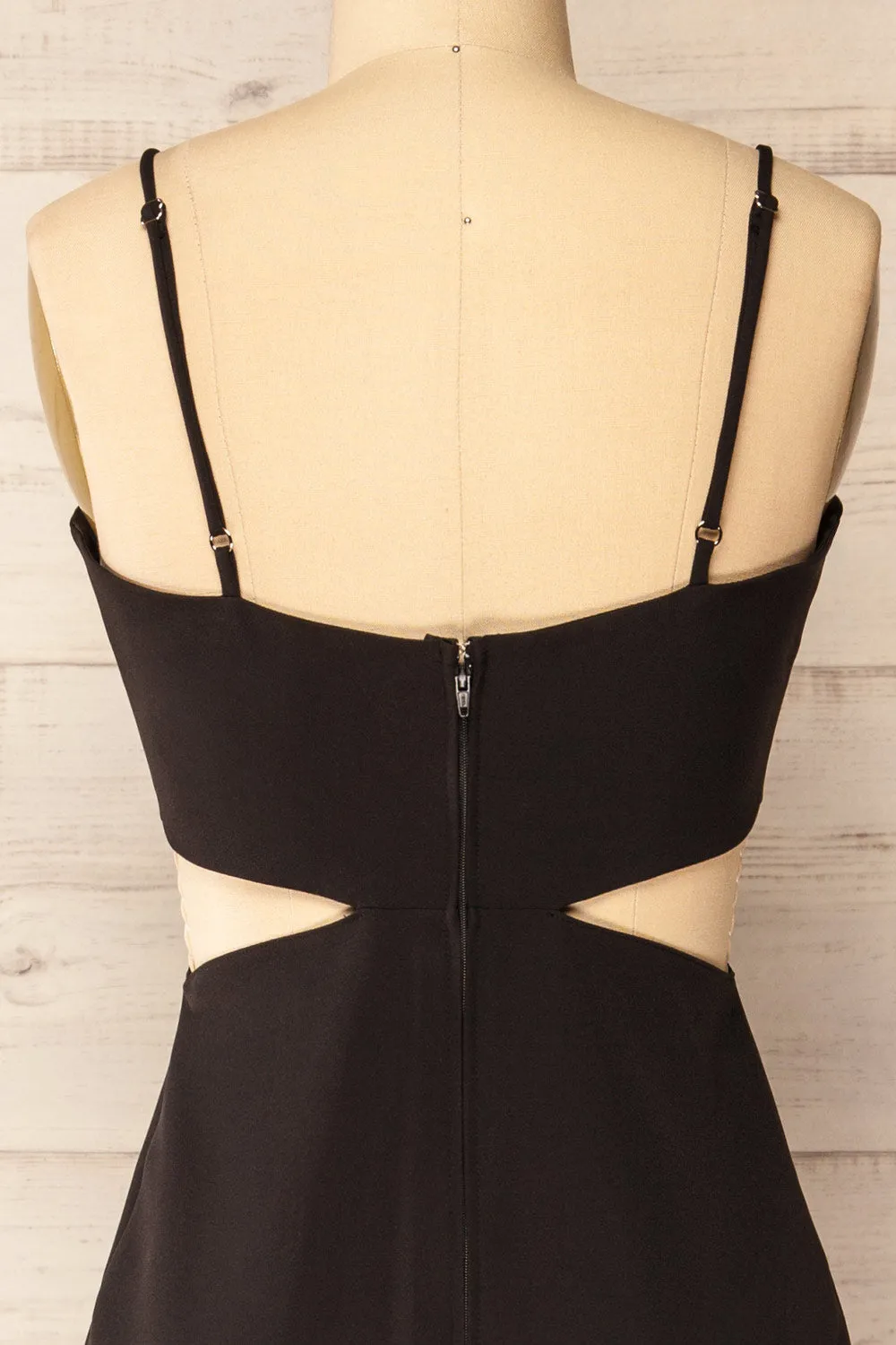 Komia Black | Fitted Midi Dress w/ Cut-Outs