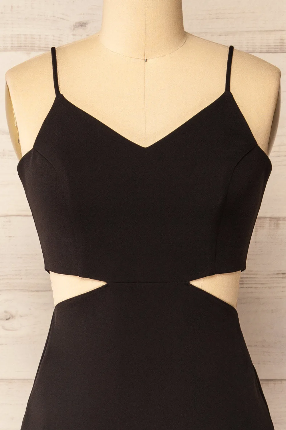 Komia Black | Fitted Midi Dress w/ Cut-Outs