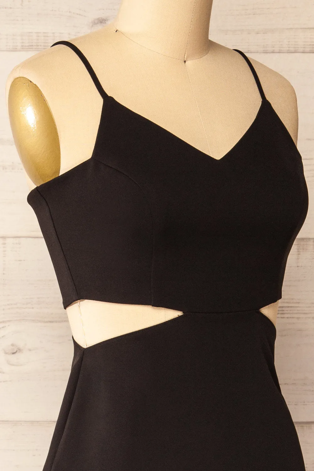 Komia Black | Fitted Midi Dress w/ Cut-Outs