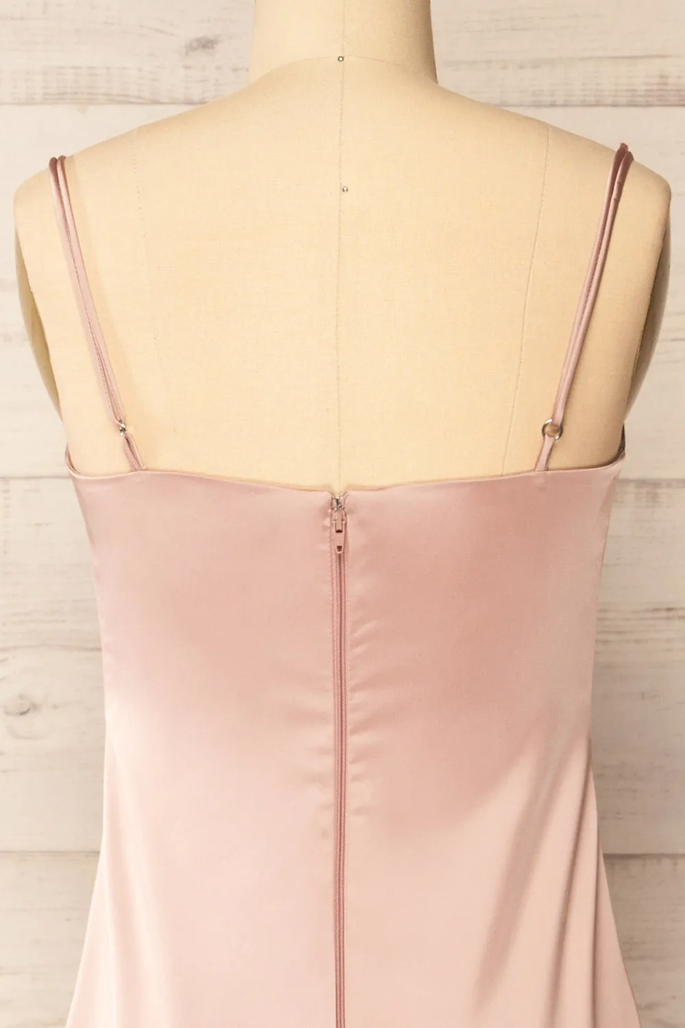 Korina Pink | Fitted Satin Midi Dress
