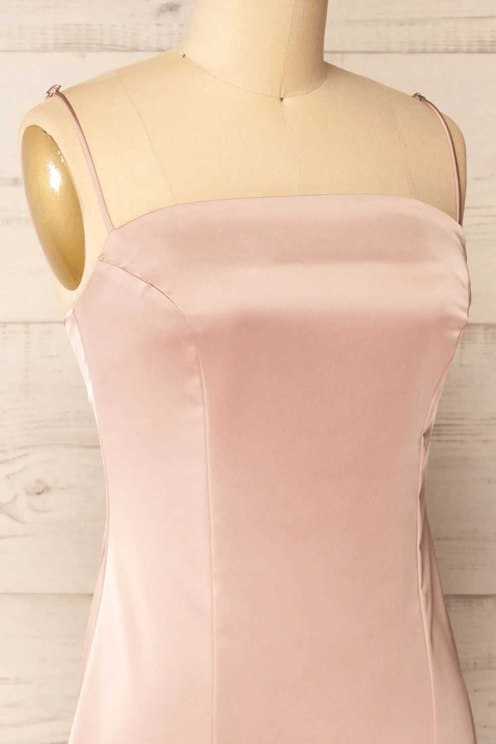 Korina Pink | Fitted Satin Midi Dress