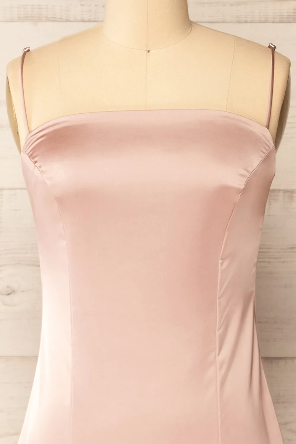 Korina Pink | Fitted Satin Midi Dress