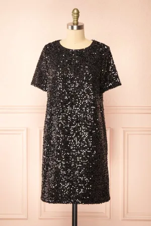 Kyomi Black |Short Sequin Dress