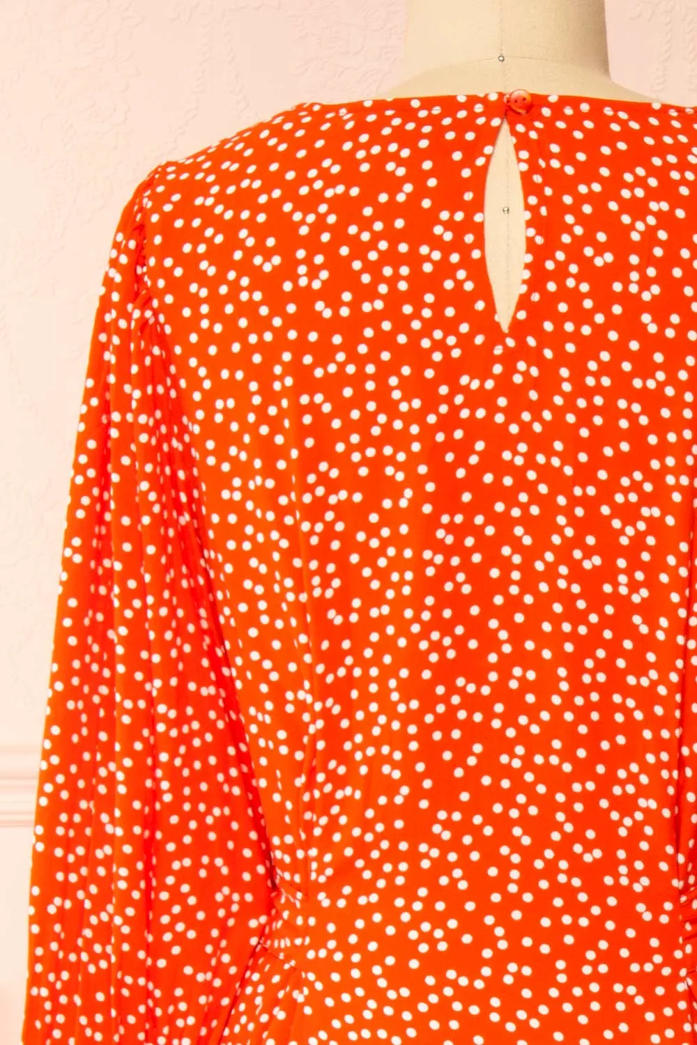 Laureanne | Red Polka Dot Belted Midi Dress