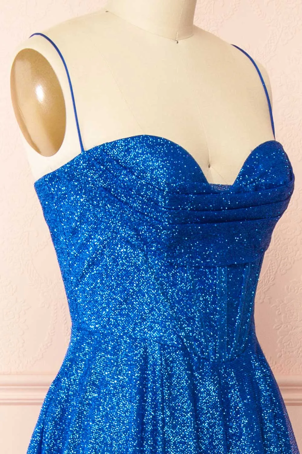 Lexy Blue | Sparkly Cowl Neck Maxi Dress