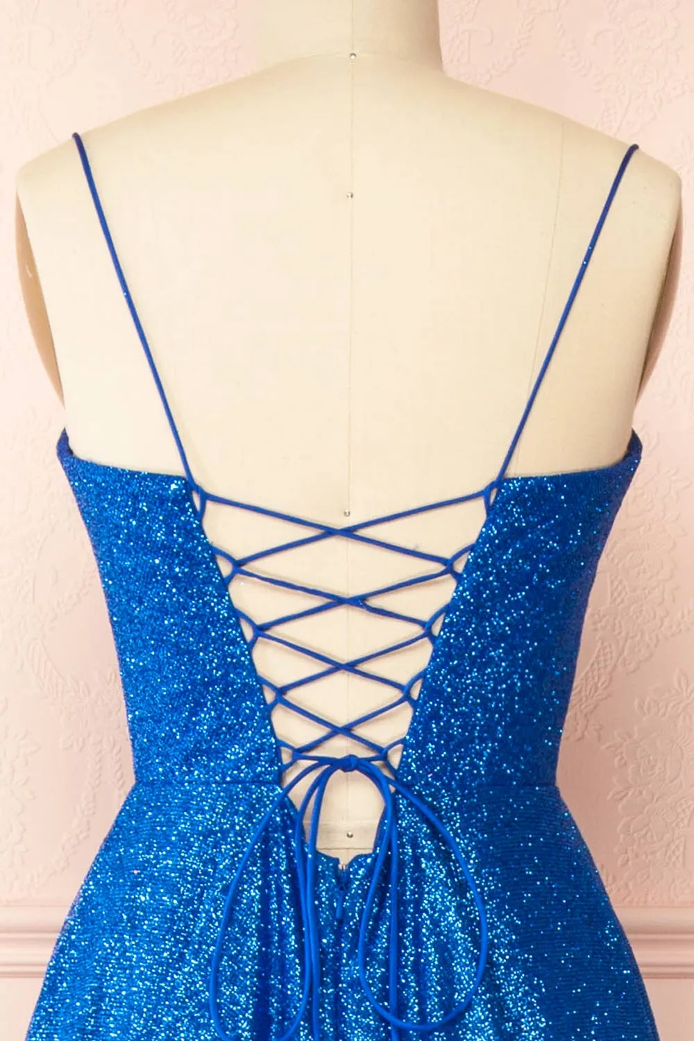 Lexy Blue | Sparkly Cowl Neck Maxi Dress