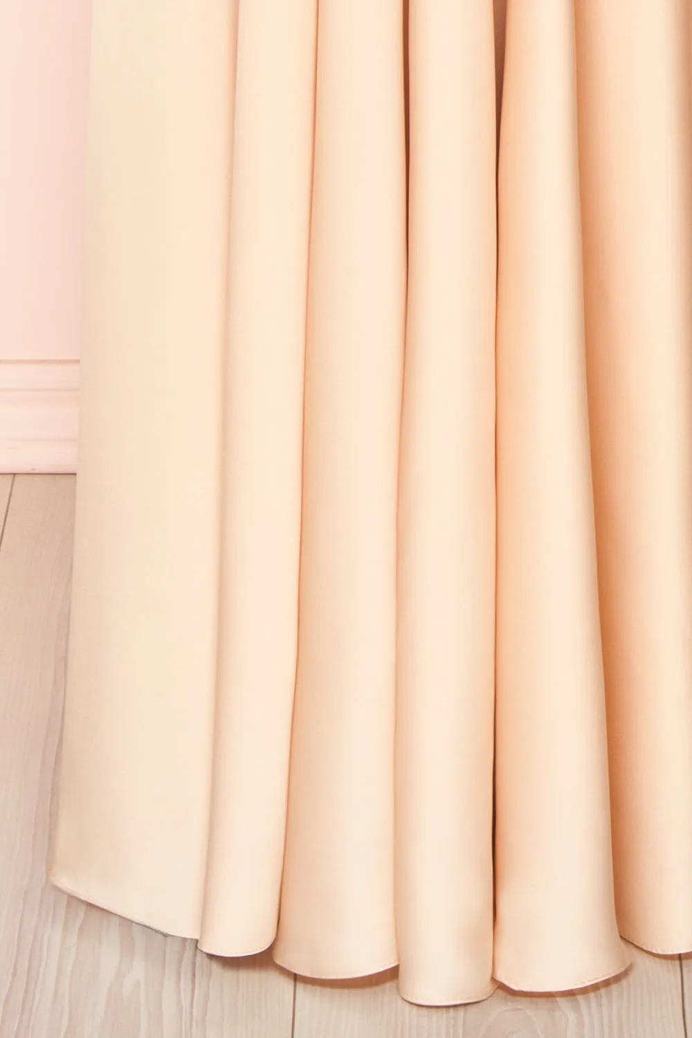 Lizza Beige | Satin Maxi Dress w/ Slit