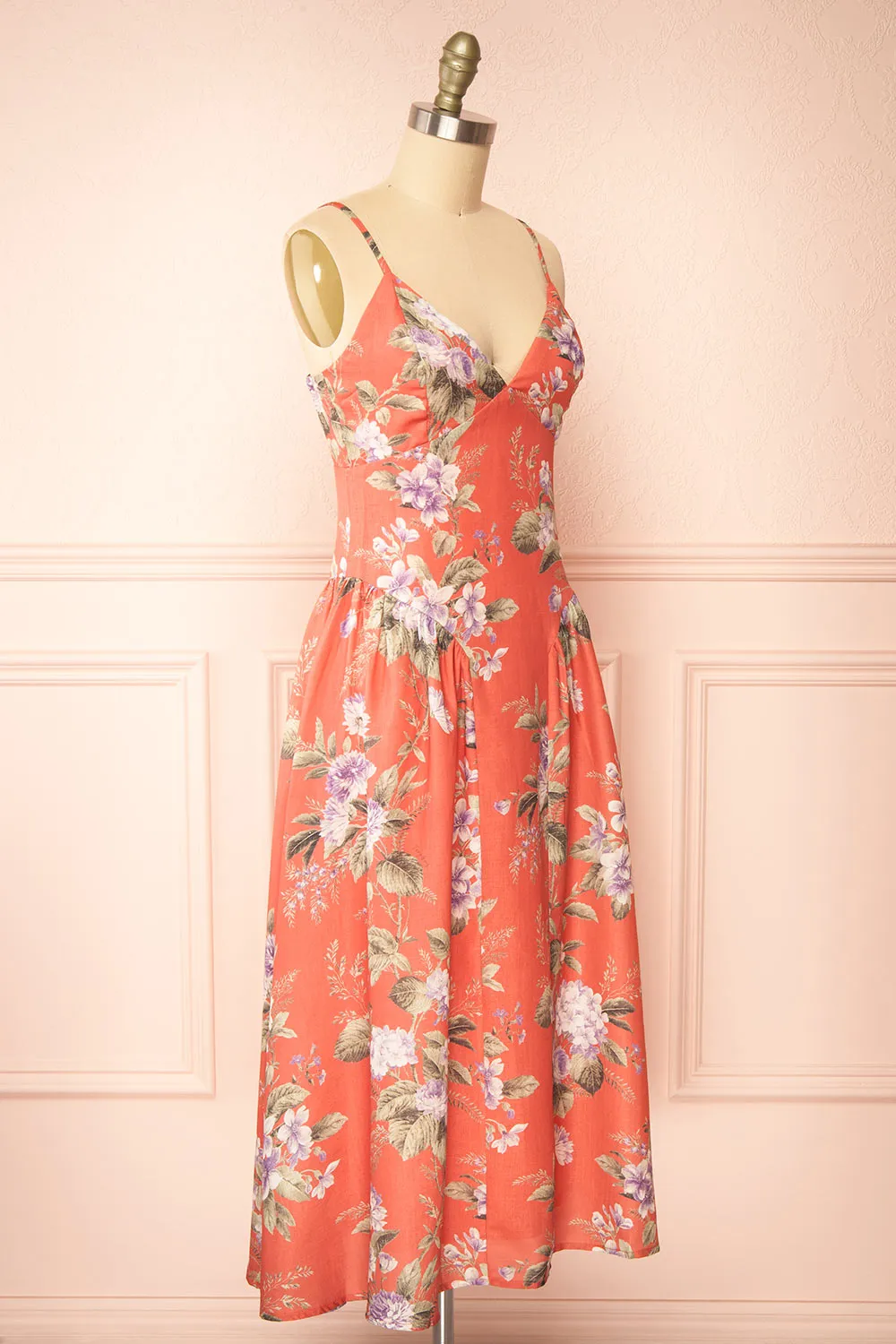 Lorelai | Long Orange Floral Dress