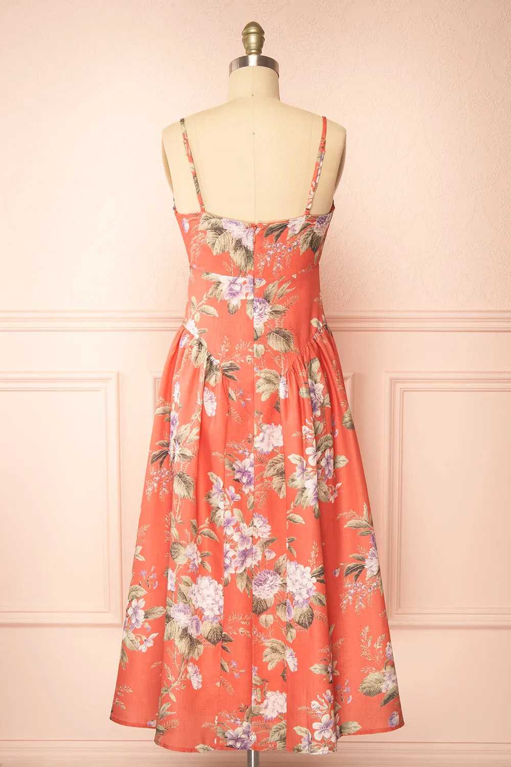 Lorelai | Long Orange Floral Dress
