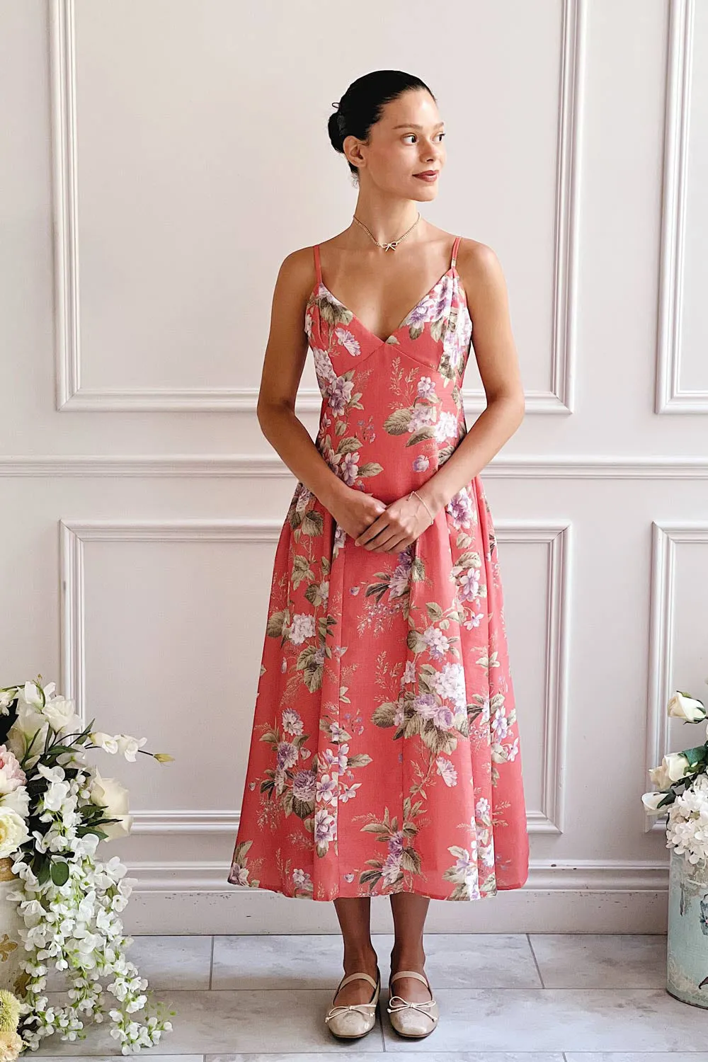 Lorelai | Long Orange Floral Dress