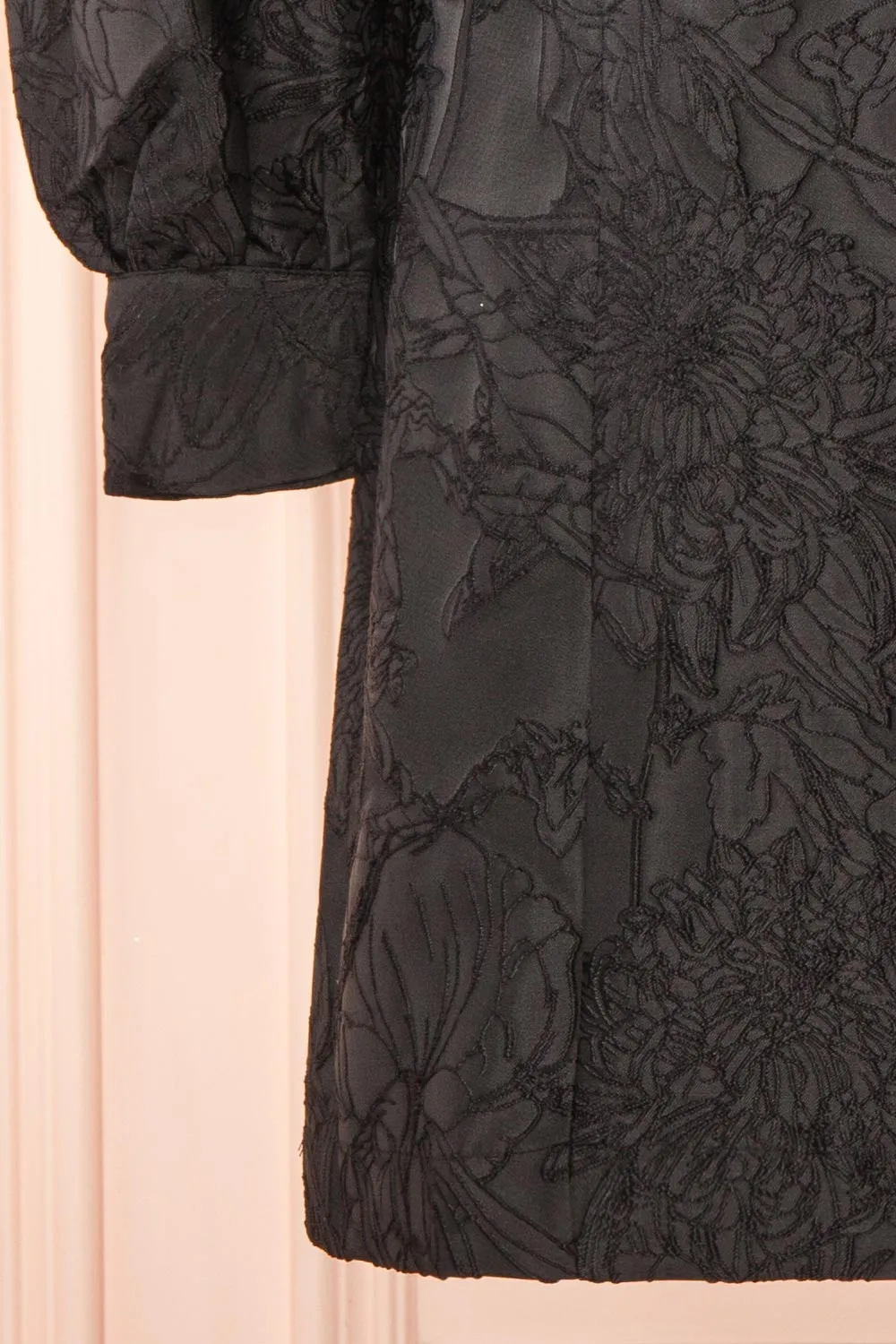 Lyrilla| Short Loose Embroidered Black Dress