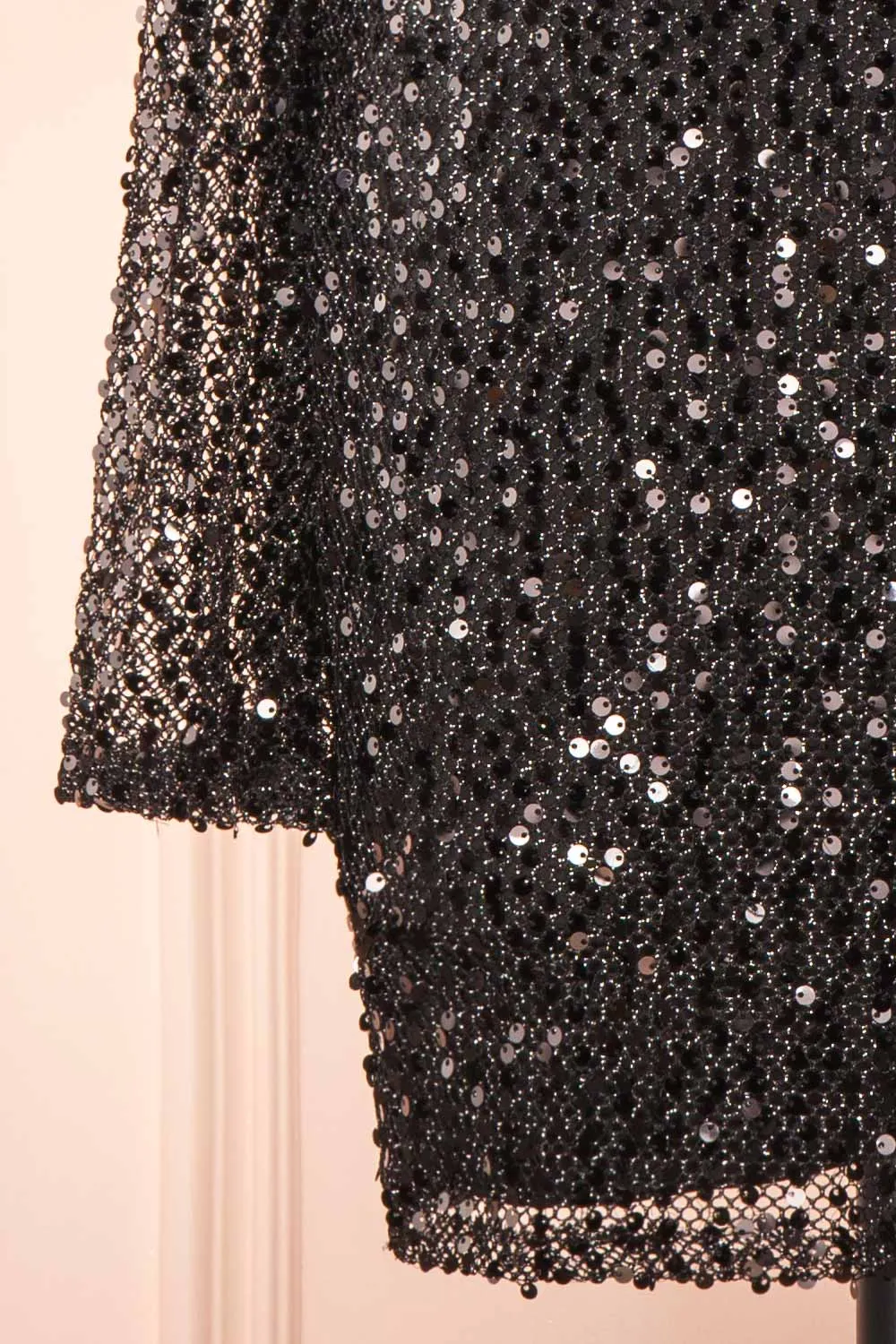 Lyrissa Black | Short Mesh Sequin Dress