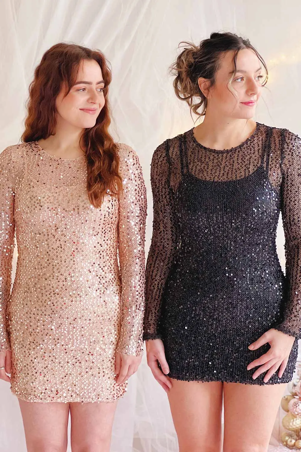 Lyrissa Black | Short Mesh Sequin Dress