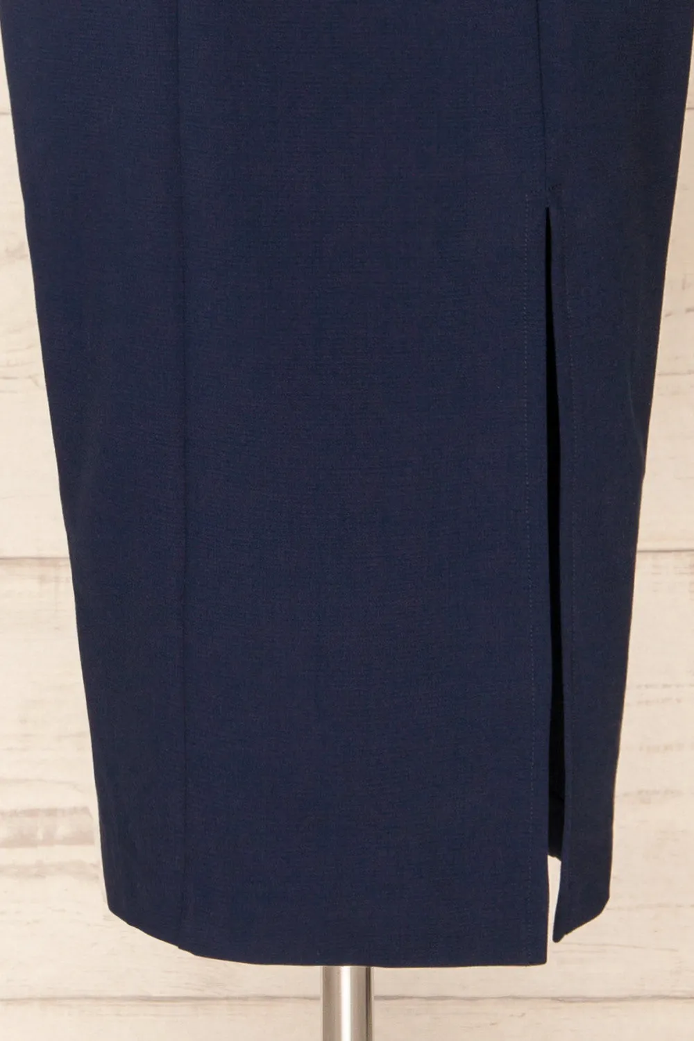 Miira Navy | Fitted Midi Dress w/ Sweetheart Neckline