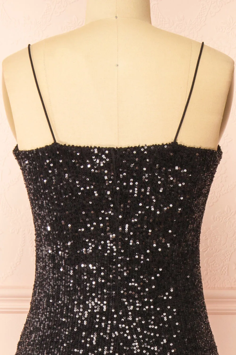 Mikaela | Black Sequin Midi Dress w/ Slit