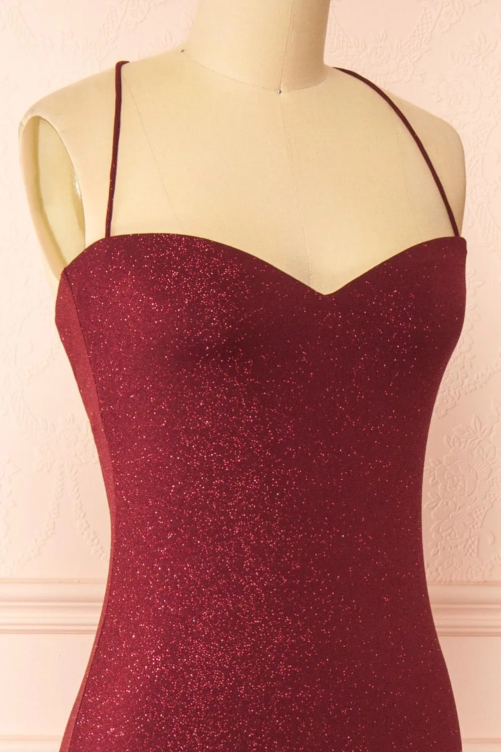 Milah Burgundy | Glittery Mermaid Maxi Dress