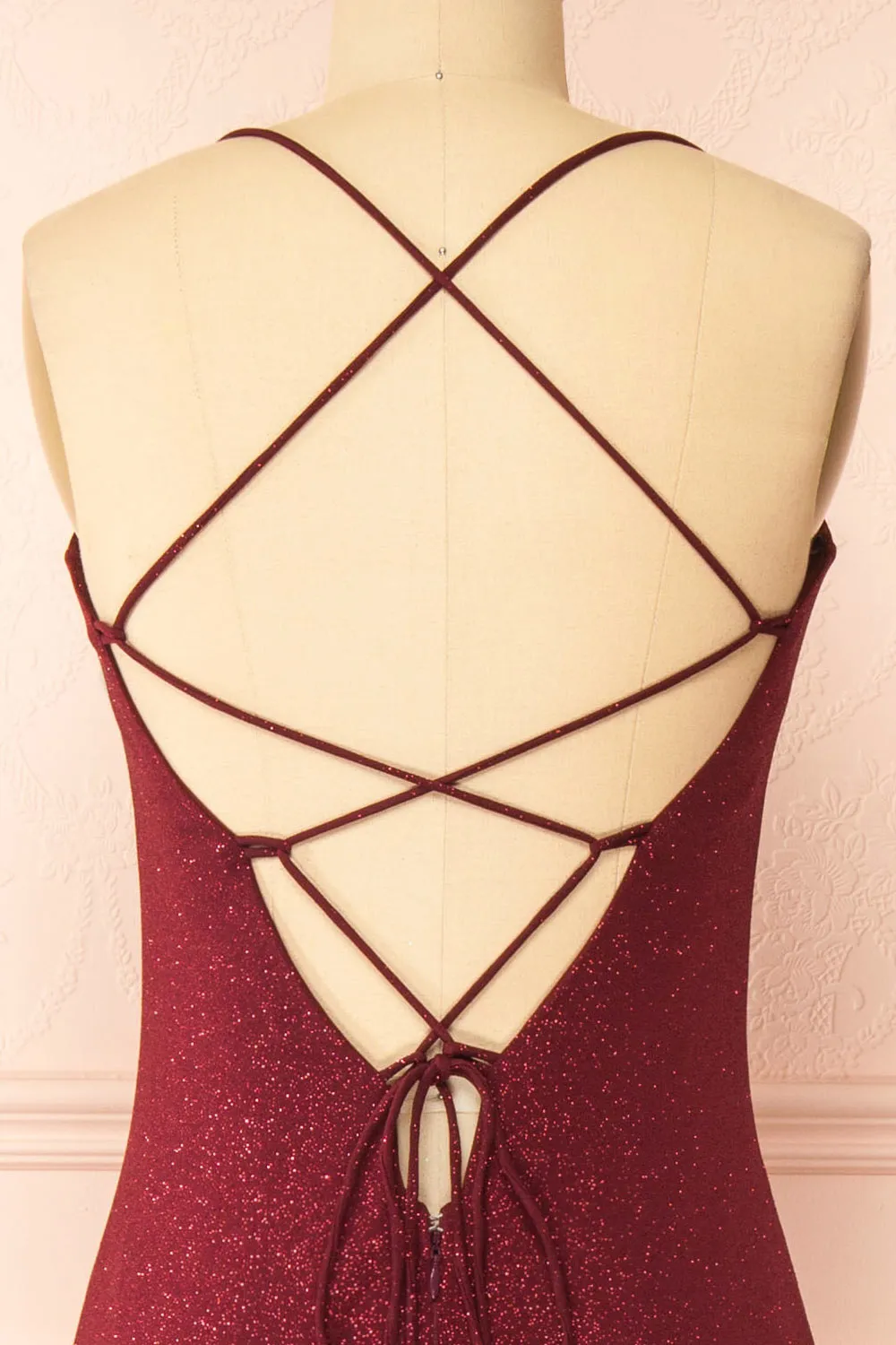 Milah Burgundy | Glittery Mermaid Maxi Dress
