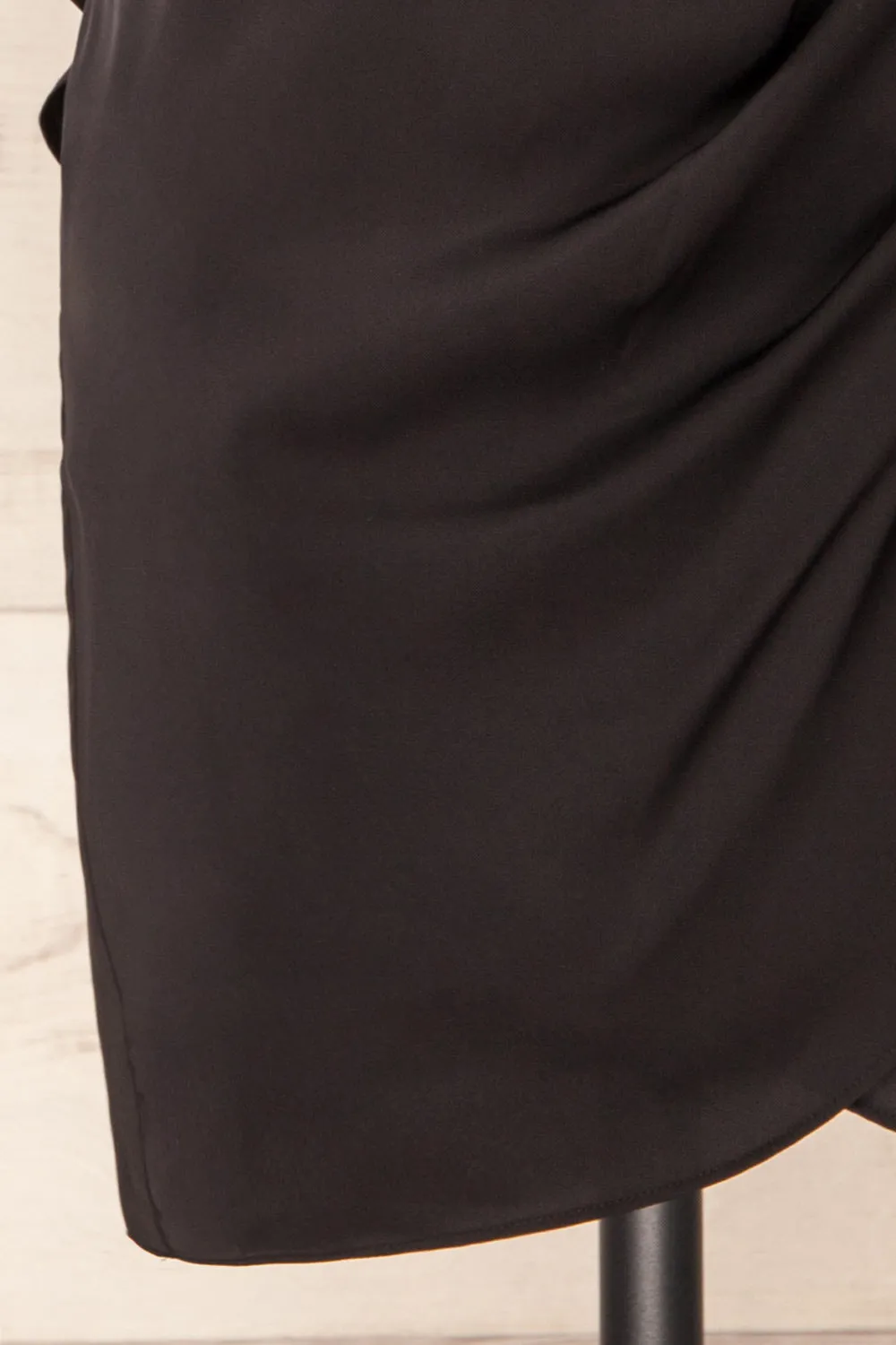 Milanoa Black | Short Satin Dress w/ Cape