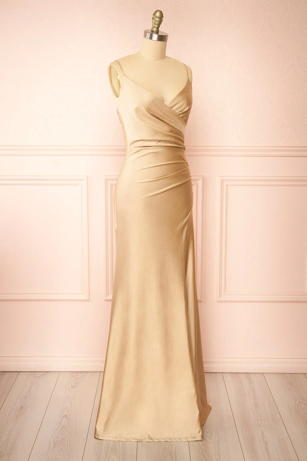 Nyra Champagne | Mermaid Dress w/ Wrapped Bodice