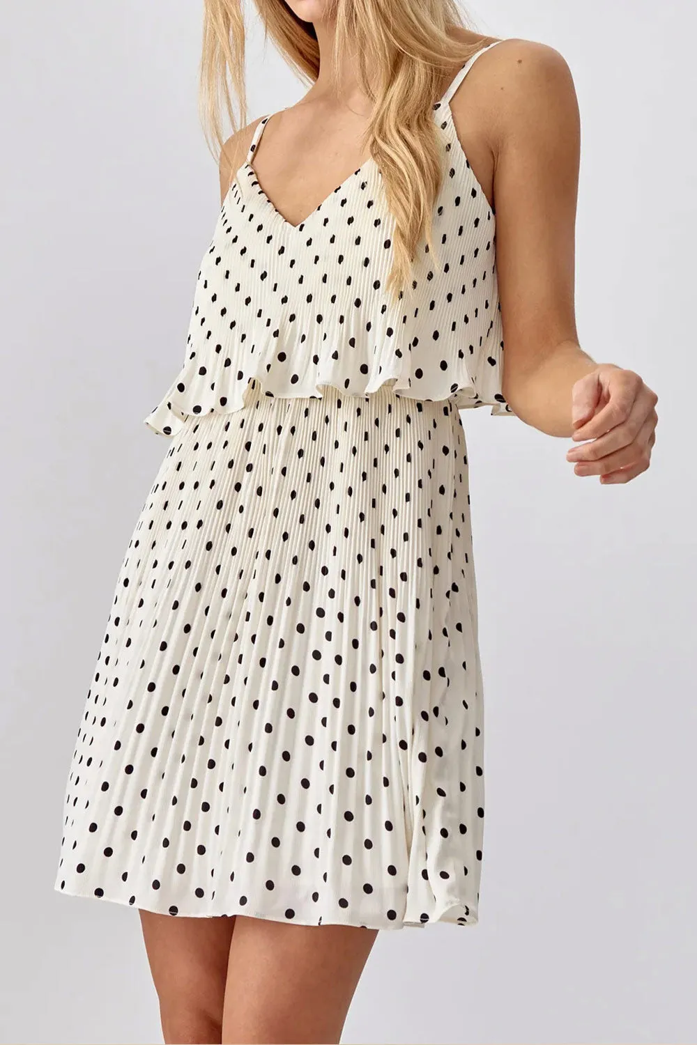 Polperro | Short Pleated Polka Dot Dress
