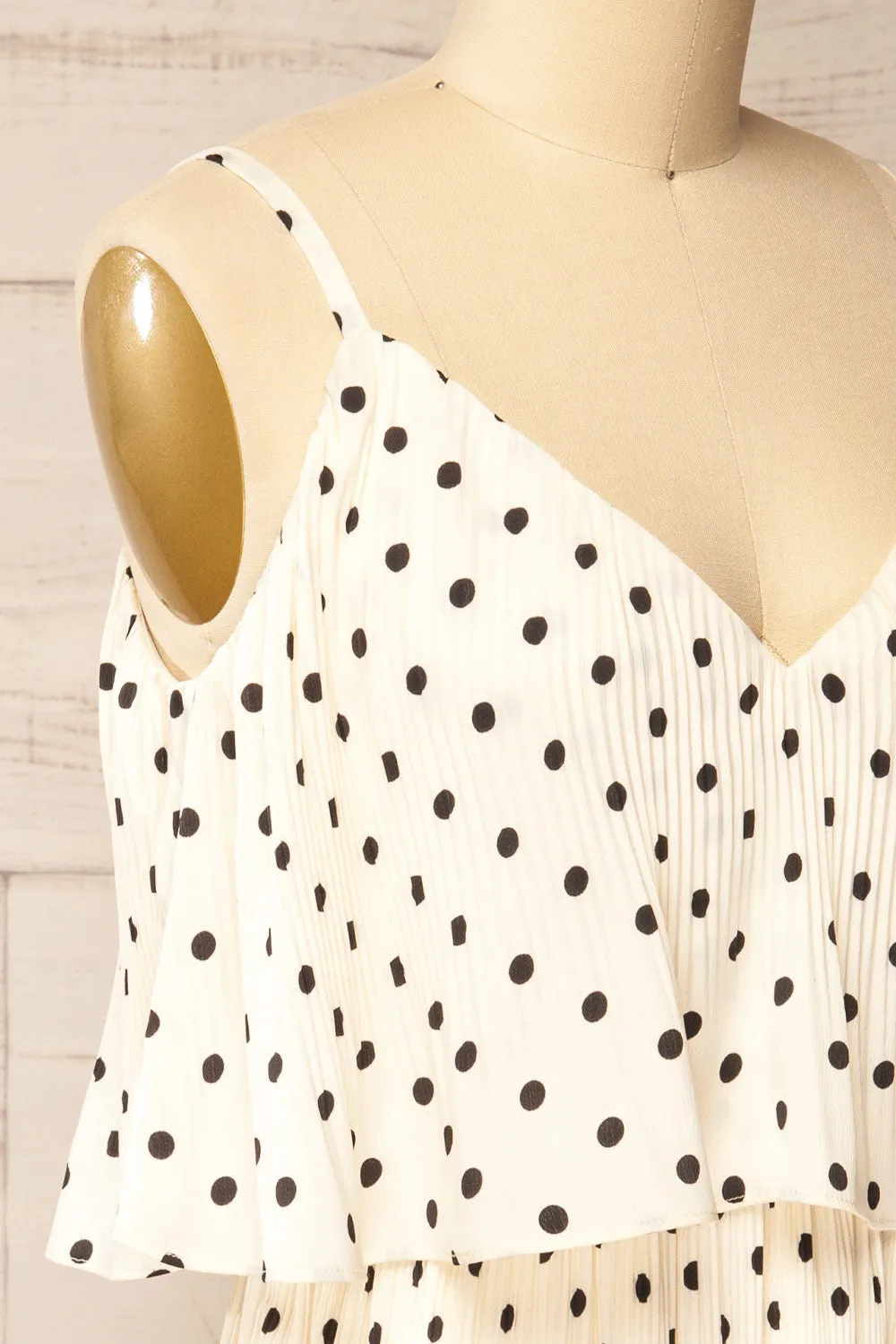 Polperro | Short Pleated Polka Dot Dress