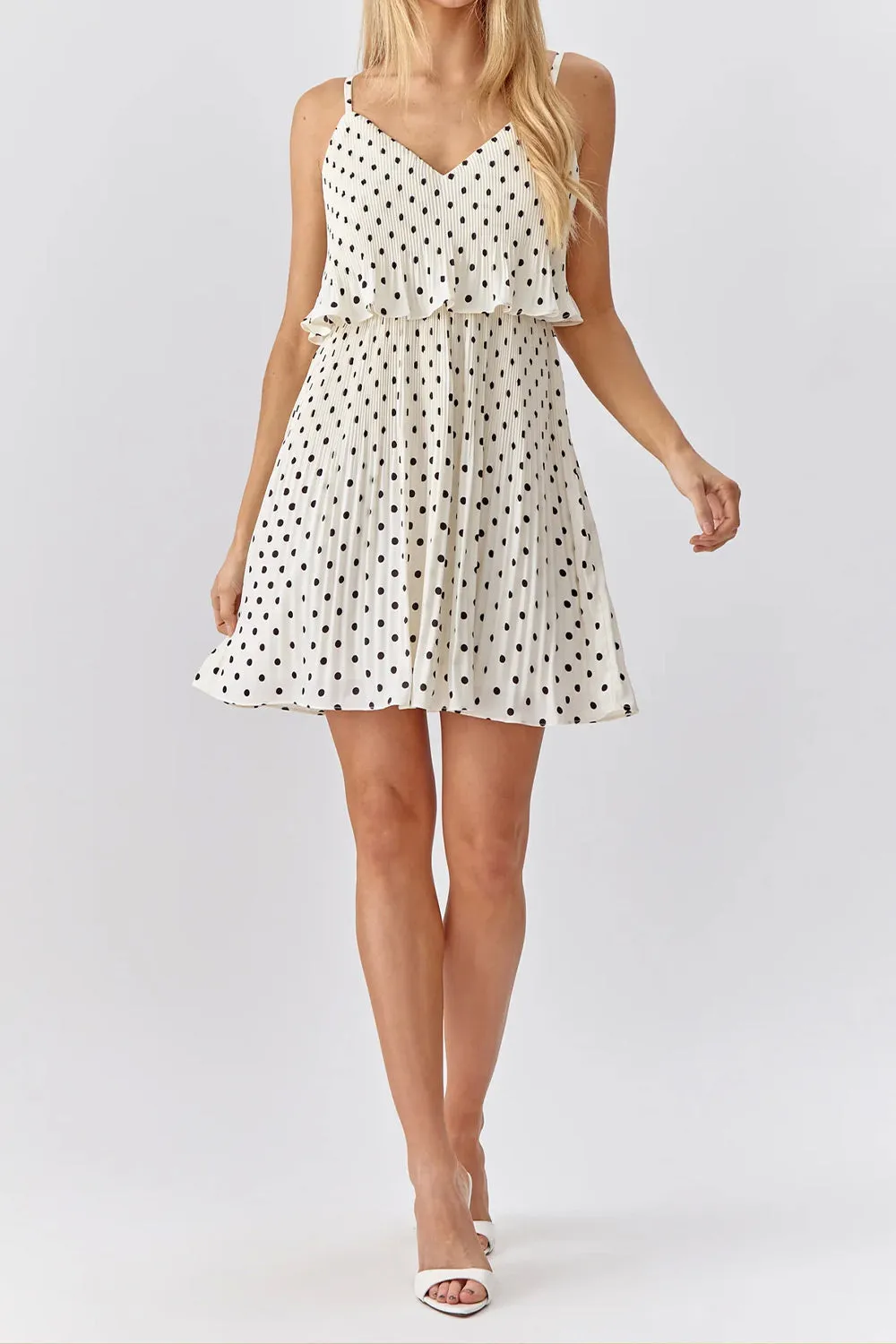 Polperro | Short Pleated Polka Dot Dress
