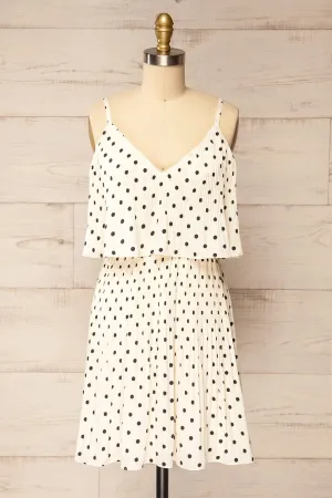 Polperro | Short Pleated Polka Dot Dress