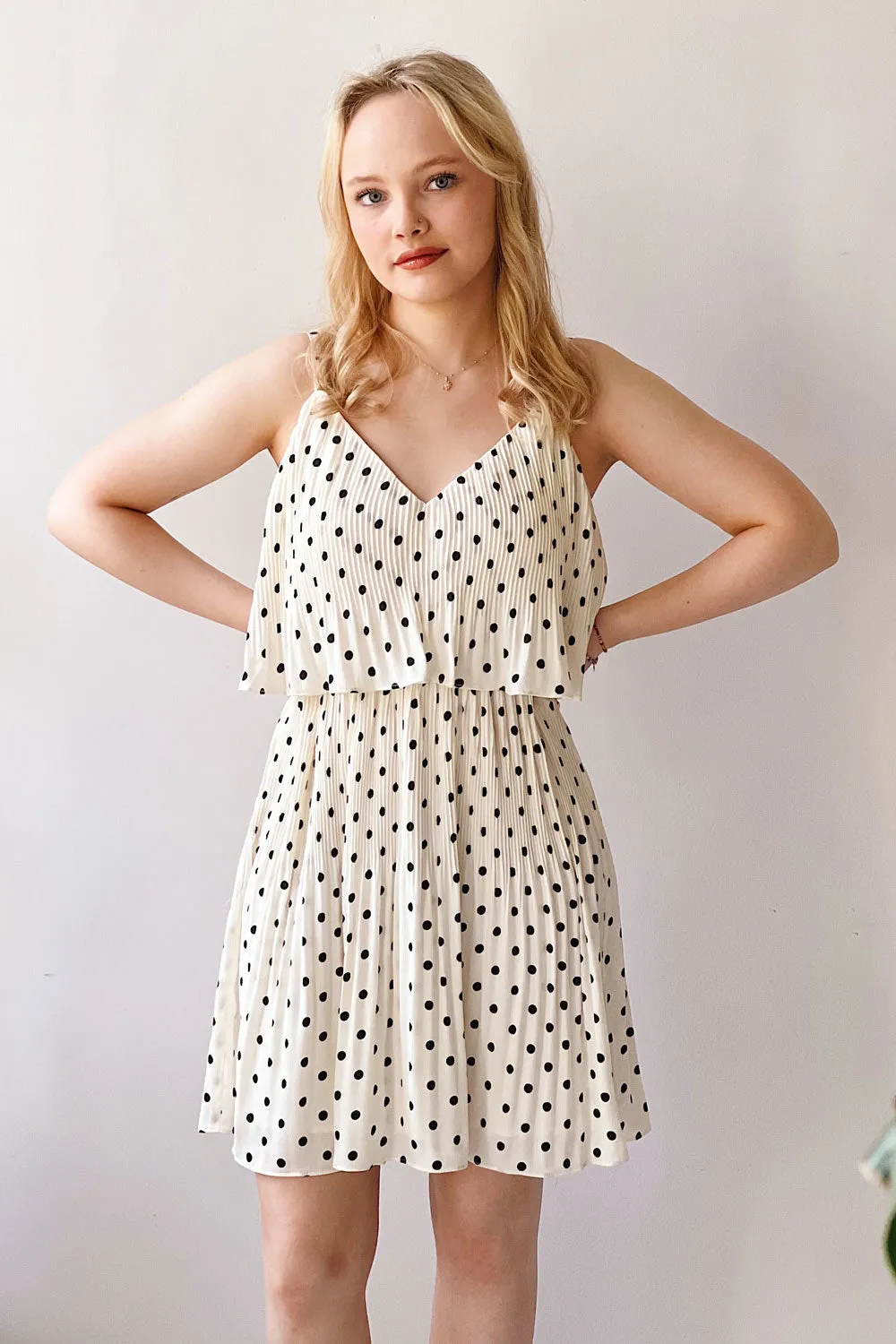 Polperro | Short Pleated Polka Dot Dress