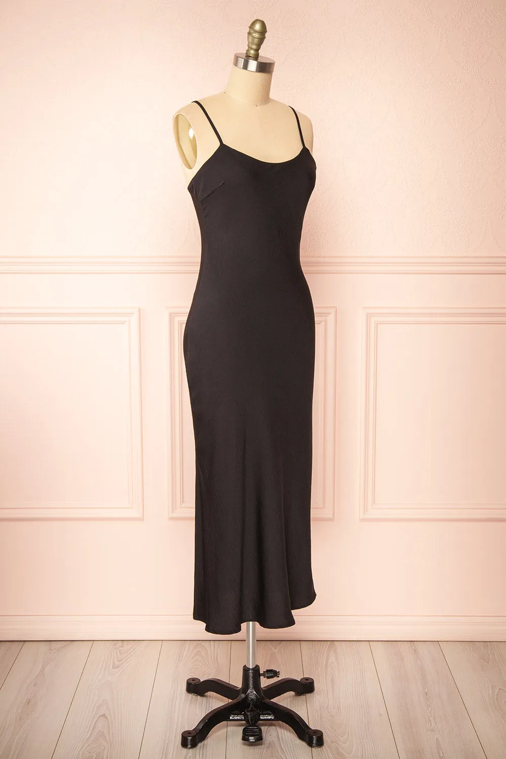 Rebby Black | Silky Fitted Midi Dress