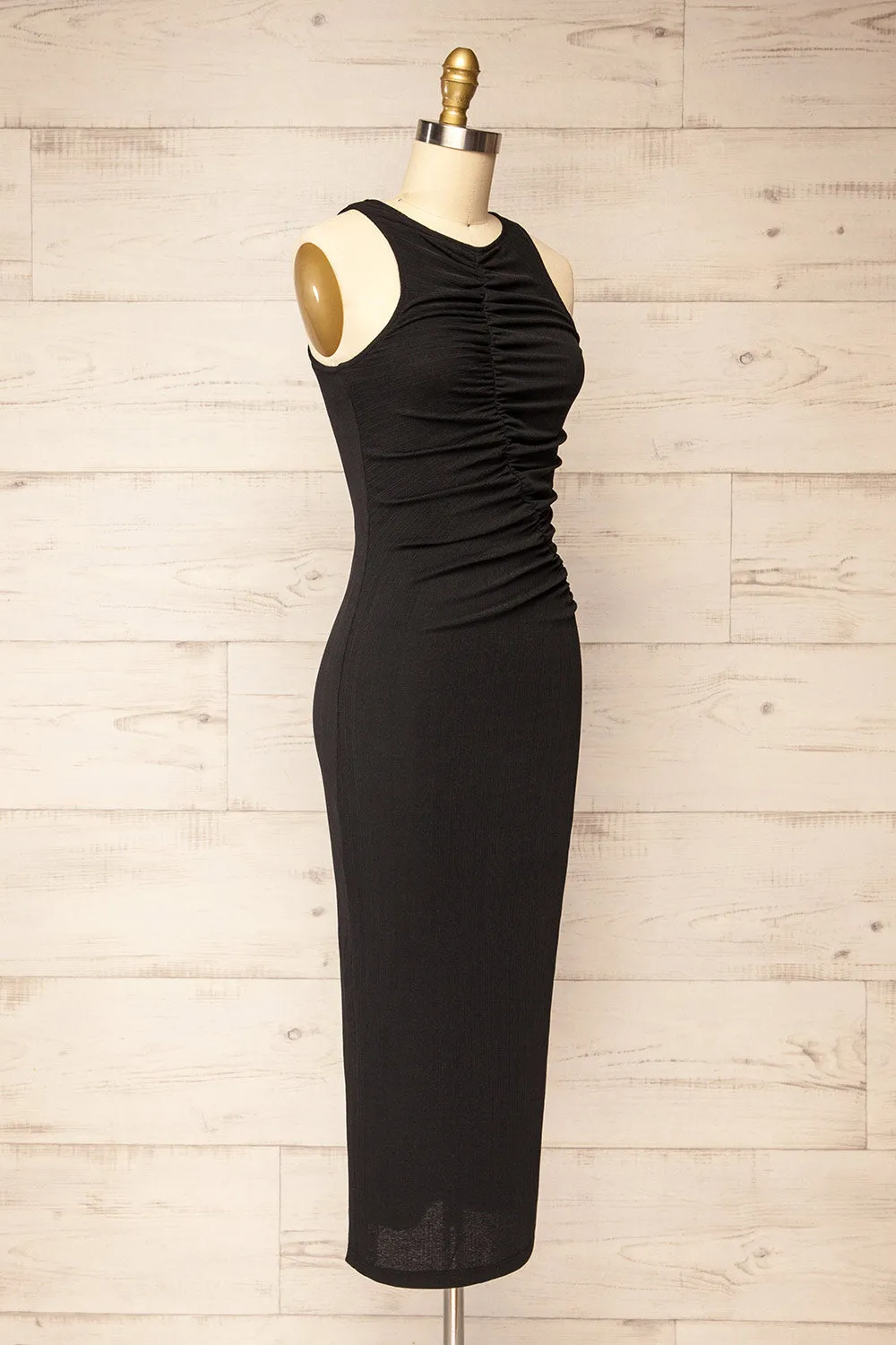 Reynosa | Asymmetrical Black Midi Dress