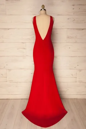 Sanya Red | Backless Mermaid Gown