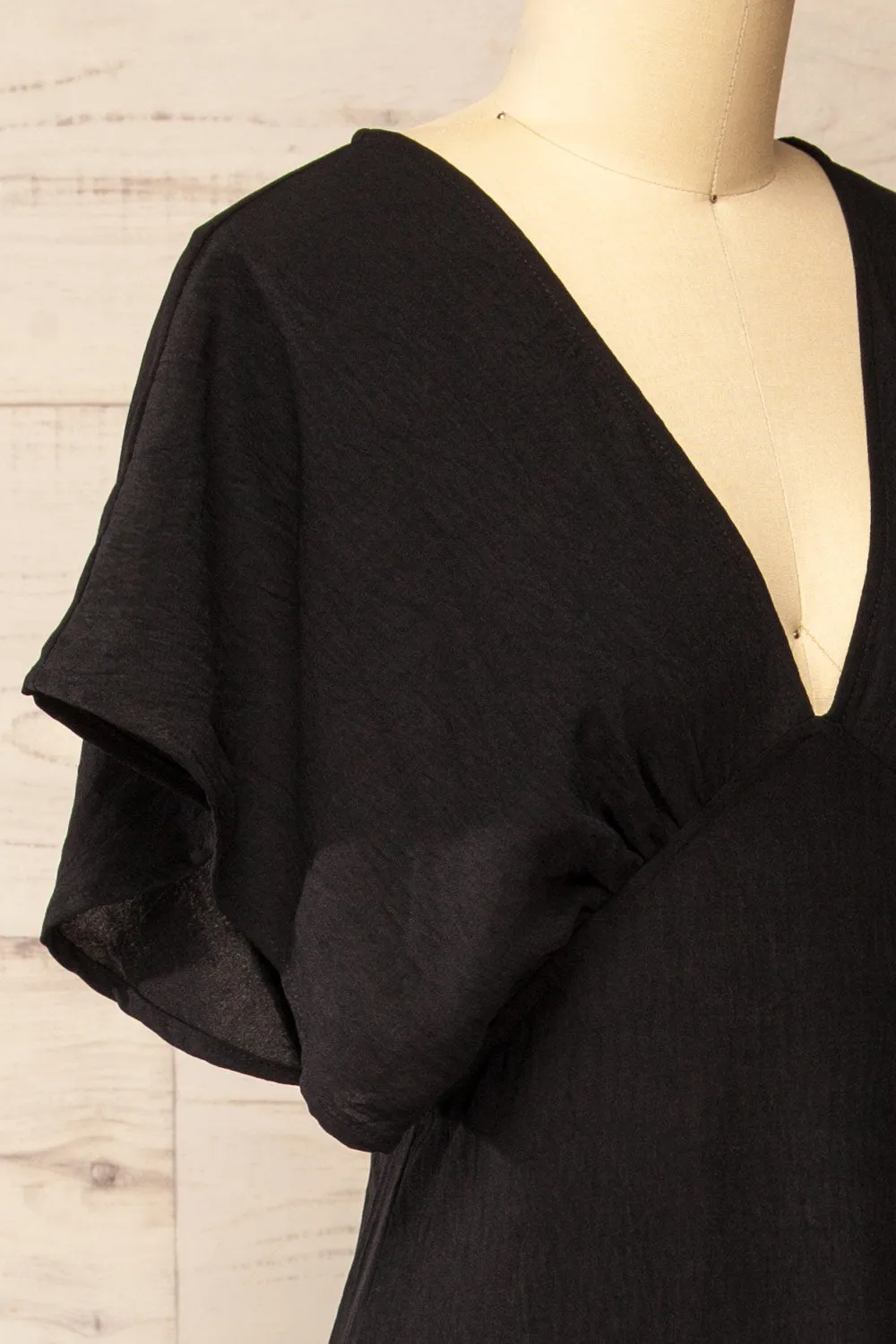 Scalloway | Black Maxi Dress w/ Bat Sleeves