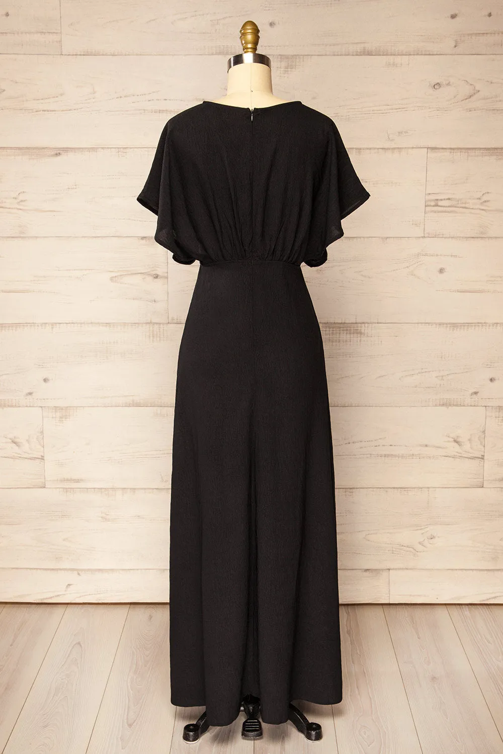 Scalloway | Black Maxi Dress w/ Bat Sleeves