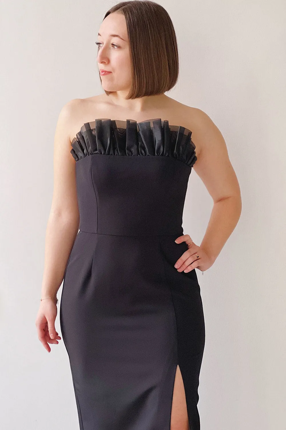 Scarabella | Strapless Black Midi Dress