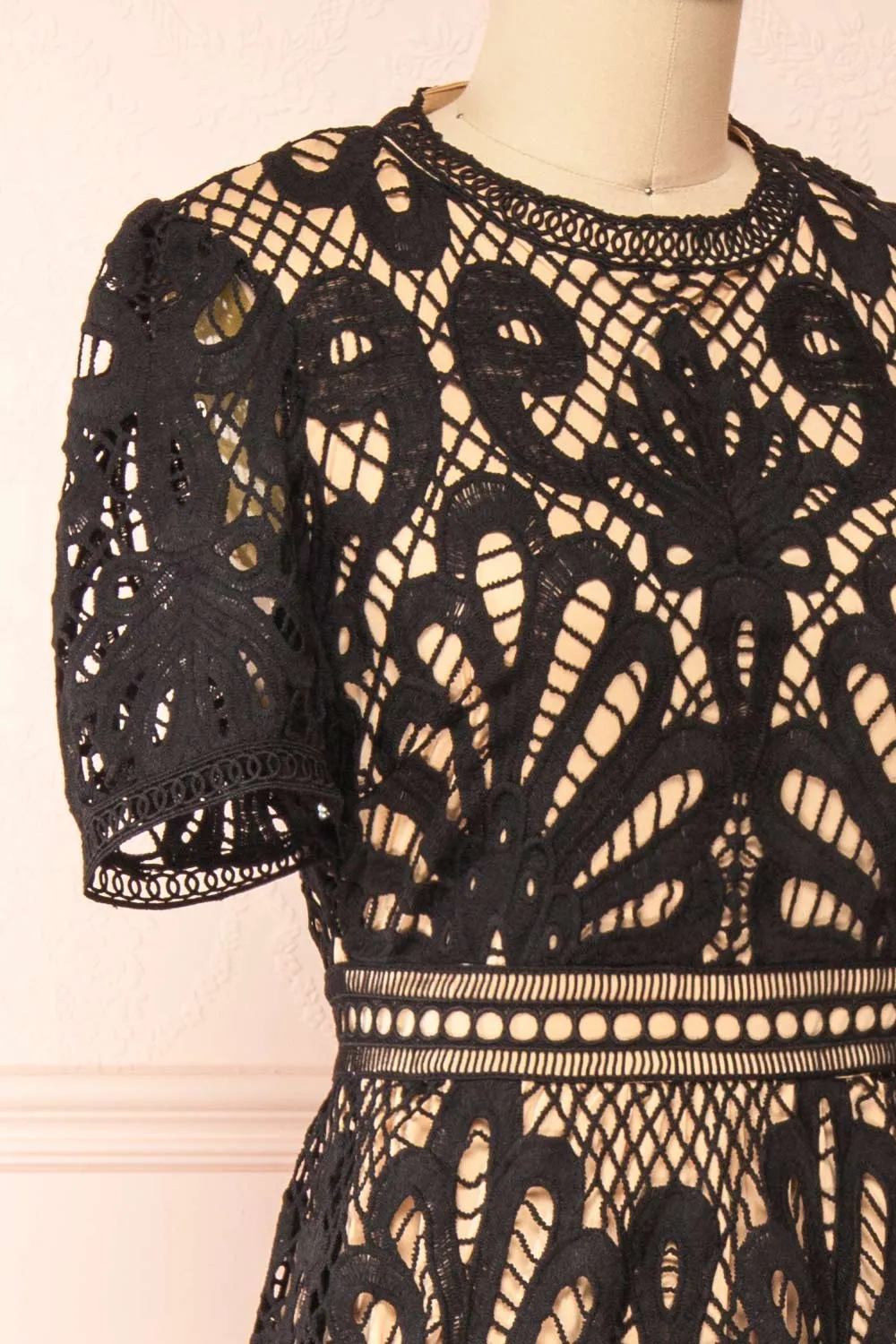 Shevona Black | Crocheted Lace Midi Dress