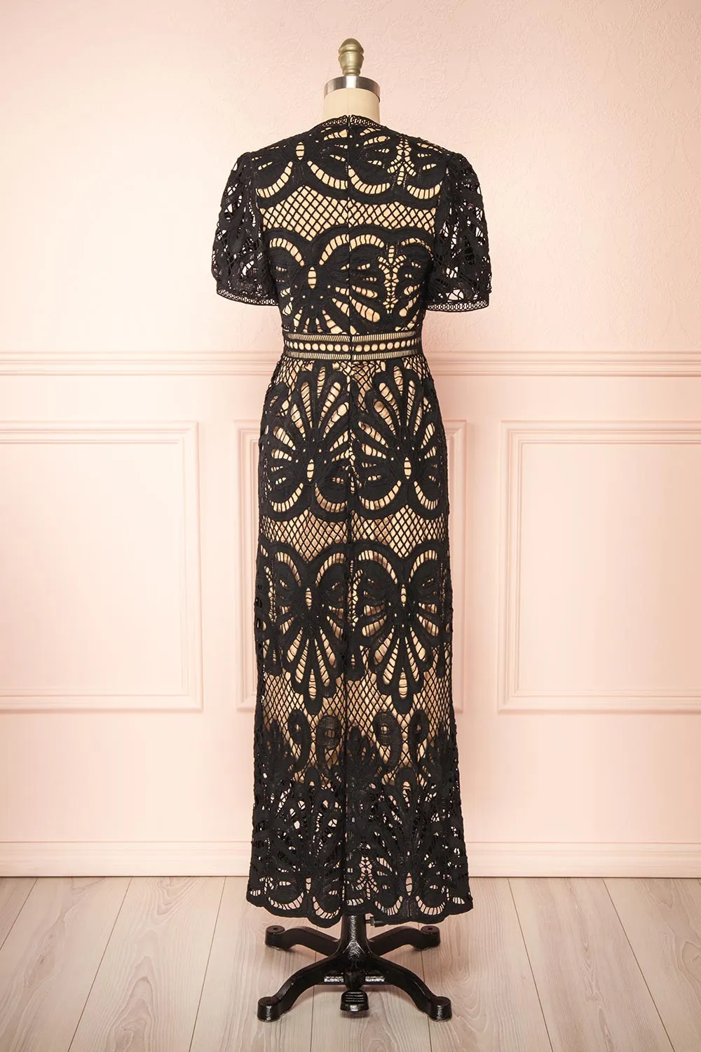 Shevona Black | Crocheted Lace Midi Dress