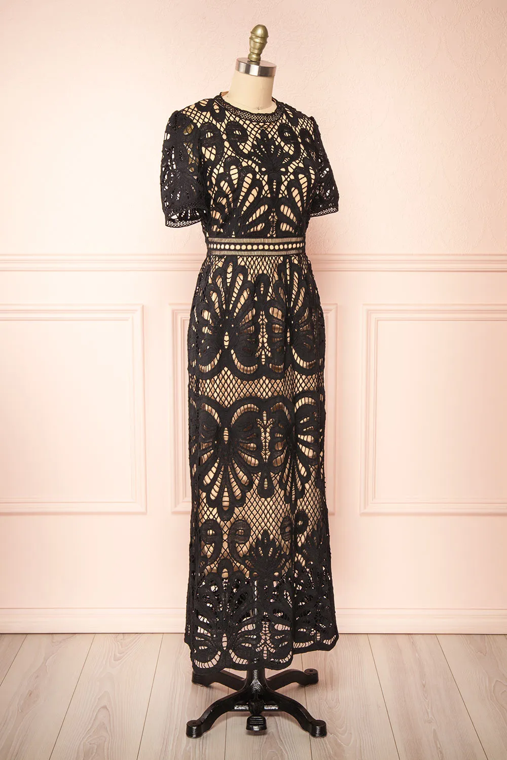 Shevona Black | Crocheted Lace Midi Dress