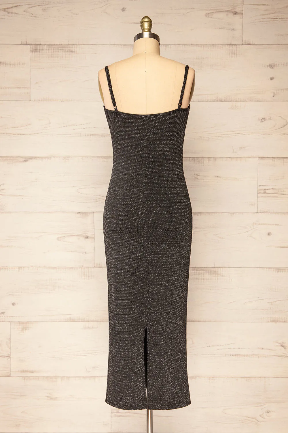 Suai Silver | Fitted Midi Dress w/ Back Slit
